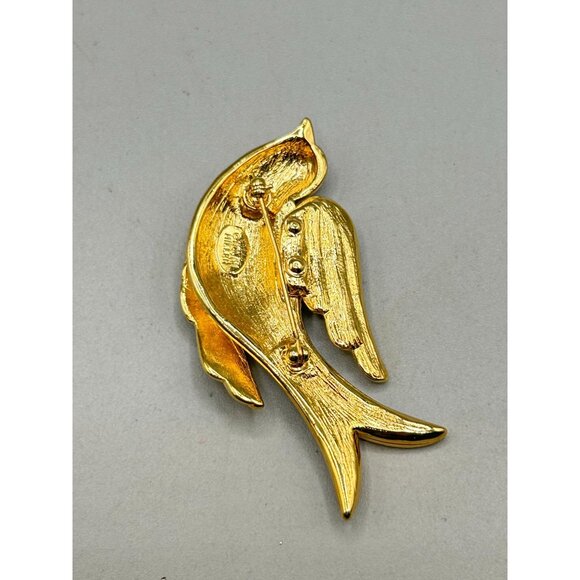 Vintage Nolan Miller Rhinestone Bird Brooch Dove Of Peace Clear Crystals Over Go - Picture 7 of 9